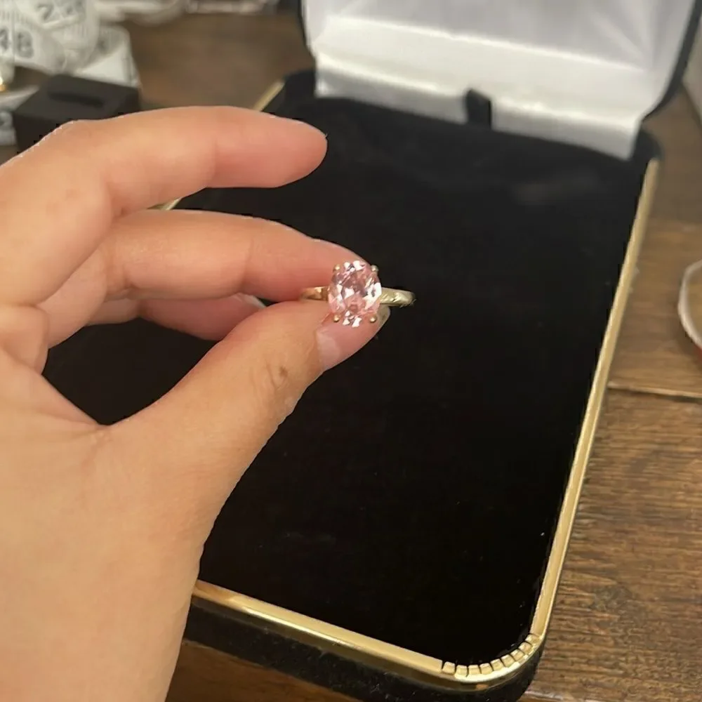 Sterling silver pink gem ring